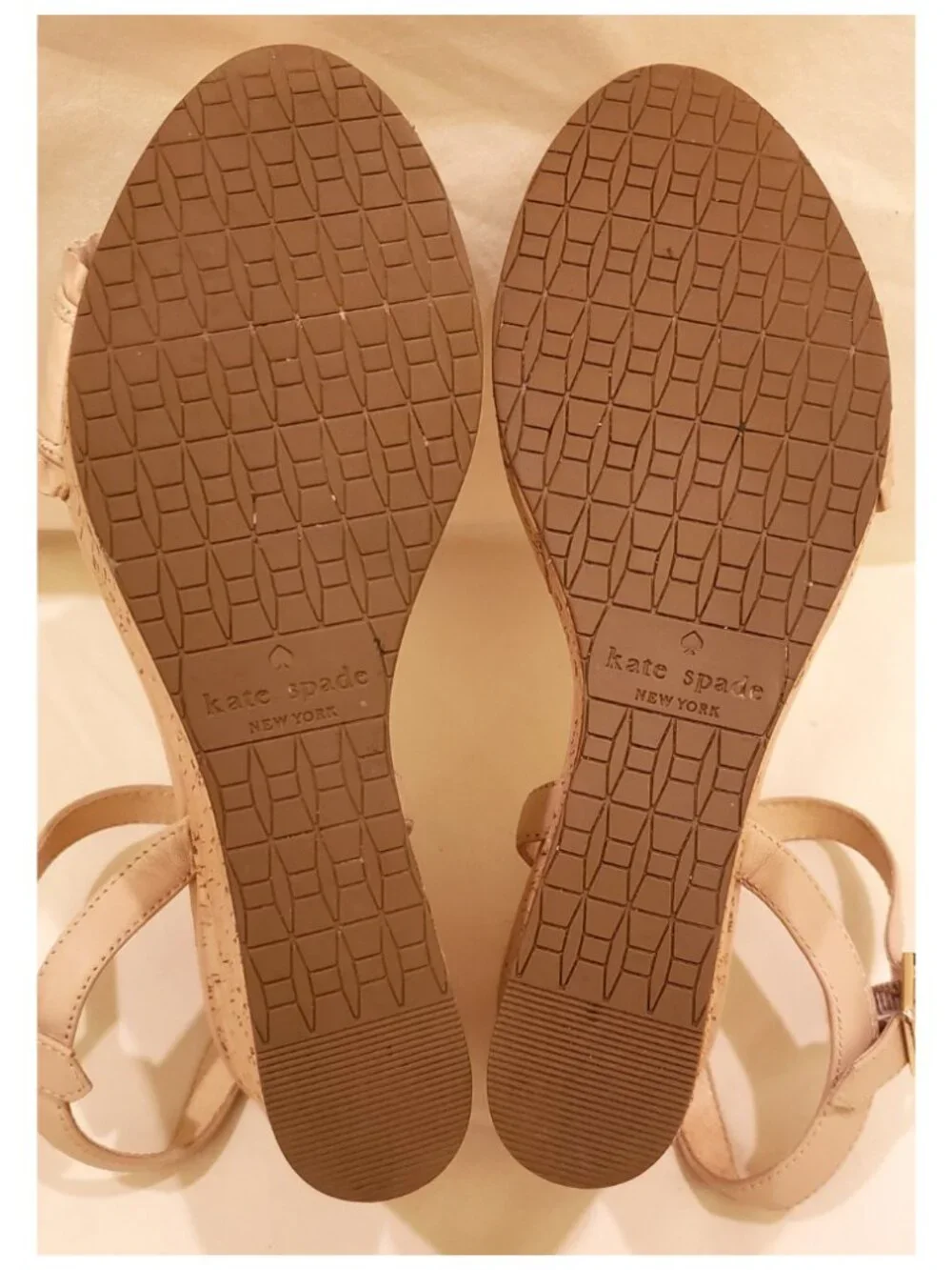 Kate Spade New York Cork Wedge Platform Sandals Size 9M Nude/Beige Leather